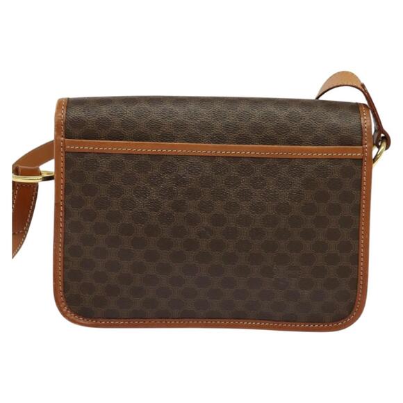 CELINE Macadam Canvas Shoulder Bag Pvc Leather Brown Gold - Picture 3 of 12